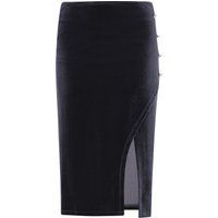 Damen Samt Midi Bleistiftrock