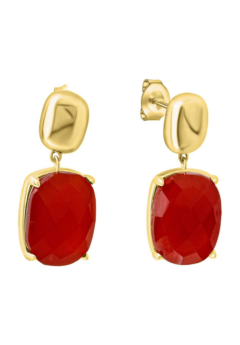 Vergoldete Ohrstecker mit rotem Chalcedon