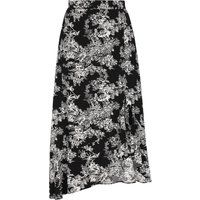 Eleganter Midi-Rock mit Blumendruck und Schlitz