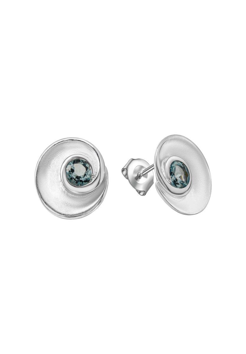 Silberne Ohrstecker mit blauem Topas