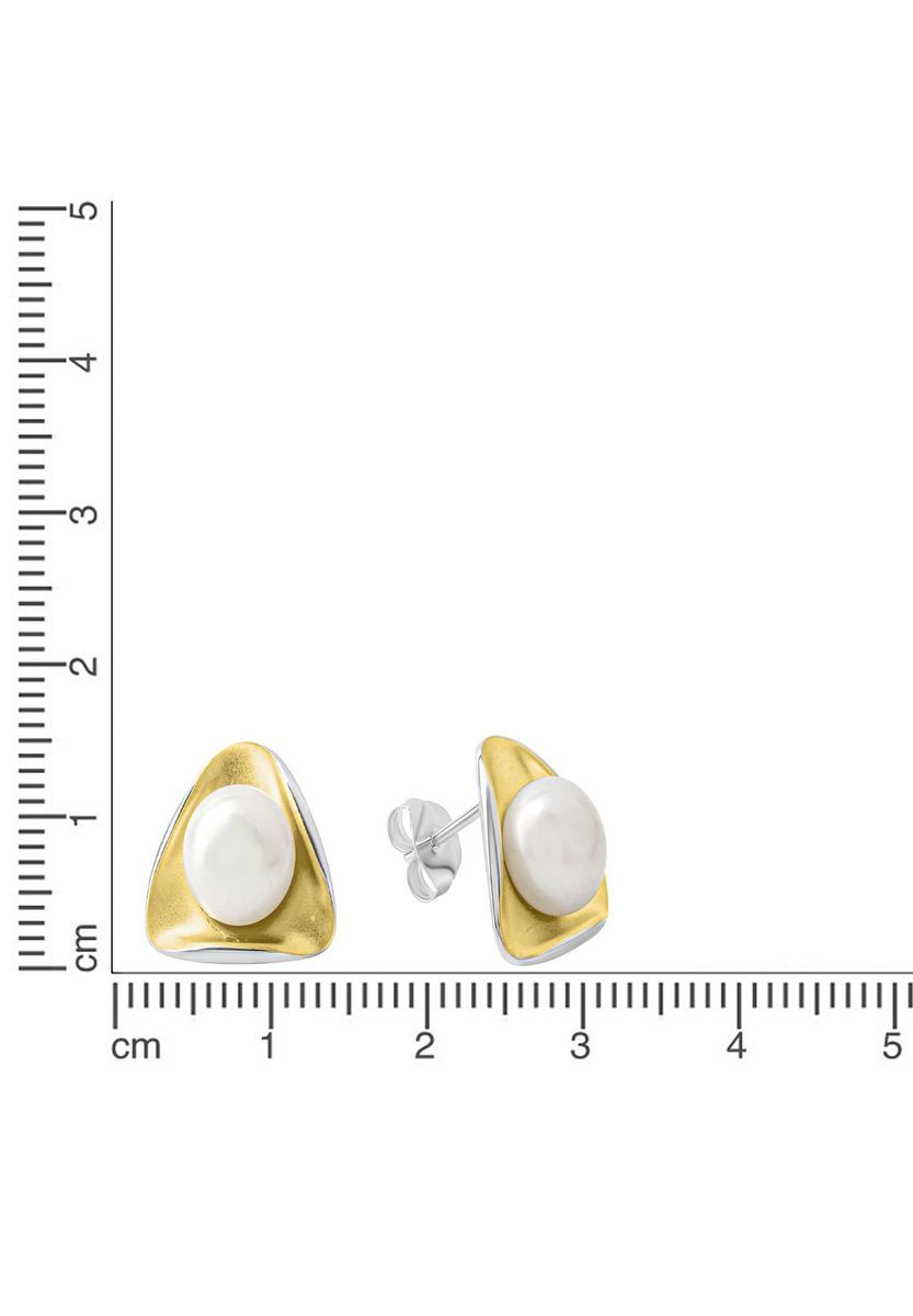 Zweifarbige Ohrstecker mit Perle