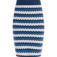Faina Strick Midirock Damen Blau Mehrfarbig