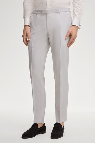 Hochzeit Baukasten Hellgraue Anzughose Slim Fit Reine Schurwolle