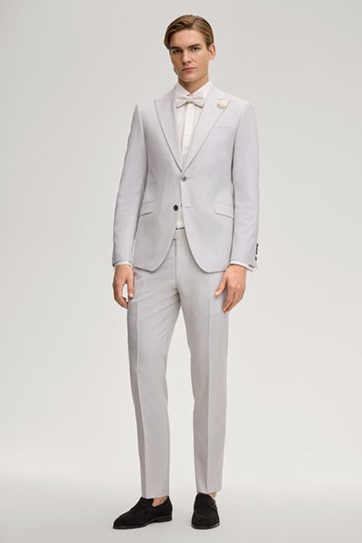 Hochzeit Baukasten Hellgraue Anzughose Slim Fit Reine Schurwolle