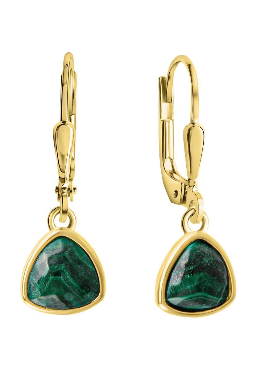 Malachit Vergoldete Silberohrringe Ohrhänger