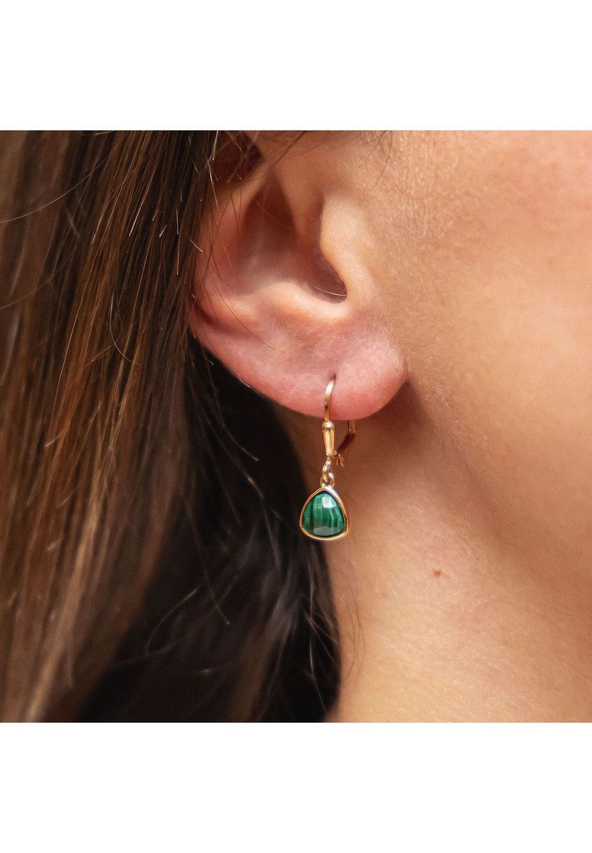 Malachit Vergoldete Silberohrringe Ohrhänger