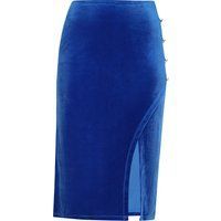 Eleganter blauer Samt-Midirock