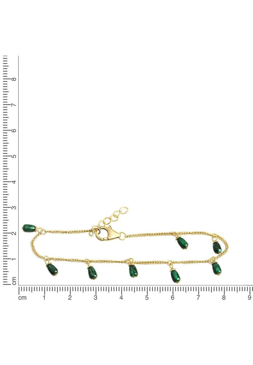 Armband mit Malachit-Steintropfen in Gold