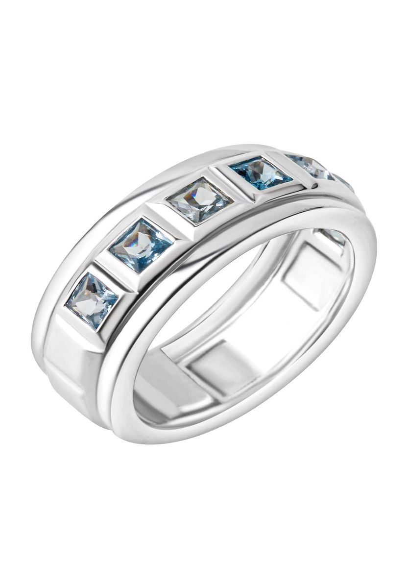 Blautopas Silber Bandring