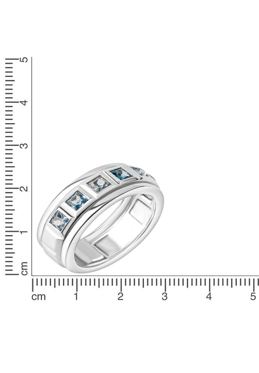 Blautopas Silber Bandring