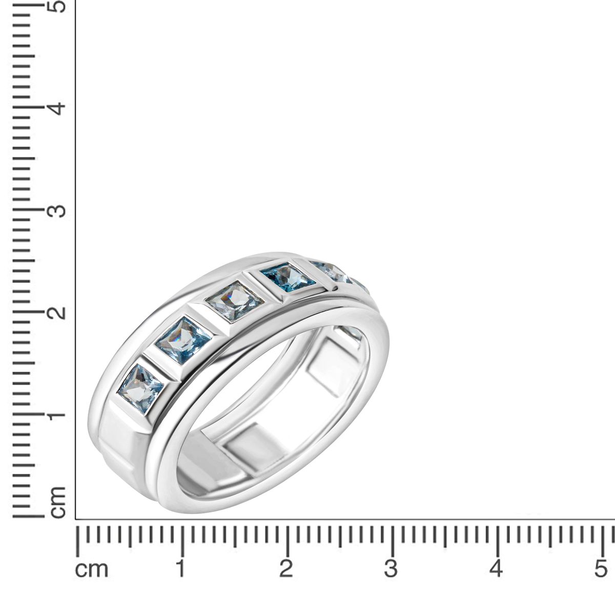 Blautopas Silber Bandring