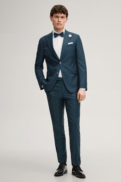 Selected Homme Petrolblaue Slim Fit Anzughose Wollmischung