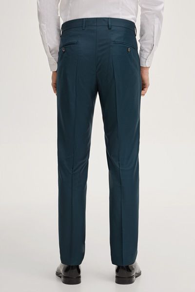 Selected Homme Petrolblaue Slim Fit Anzughose Wollmischung