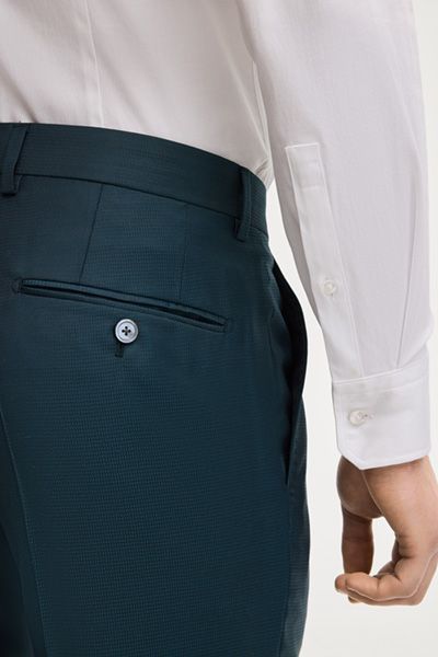 Selected Homme Petrolblaue Slim Fit Anzughose Wollmischung