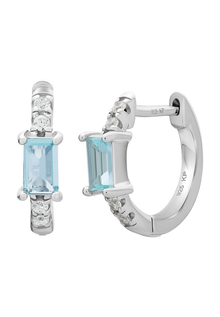 caї Damen Creolen, 925er Silber mit Aquamarin, SILBER