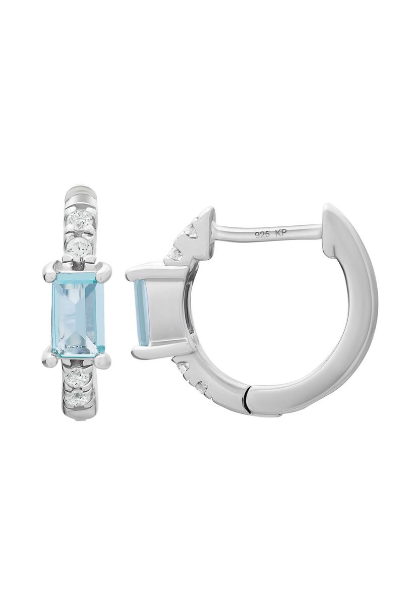 caї Damen Creolen, 925er Silber mit Aquamarin, SILBER