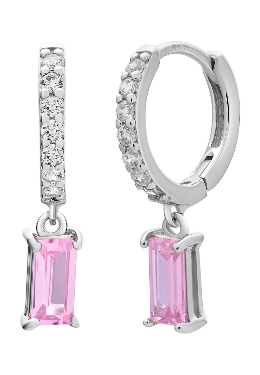 Rosa Baguette-Tropfen-Creolen