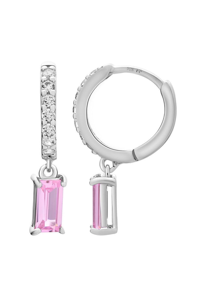 Rosa Baguette-Tropfen-Creolen