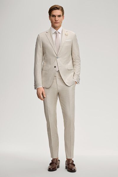 Hochzeit Blayr Anzughose in Hellbeige Woll-Viskose-Mischung