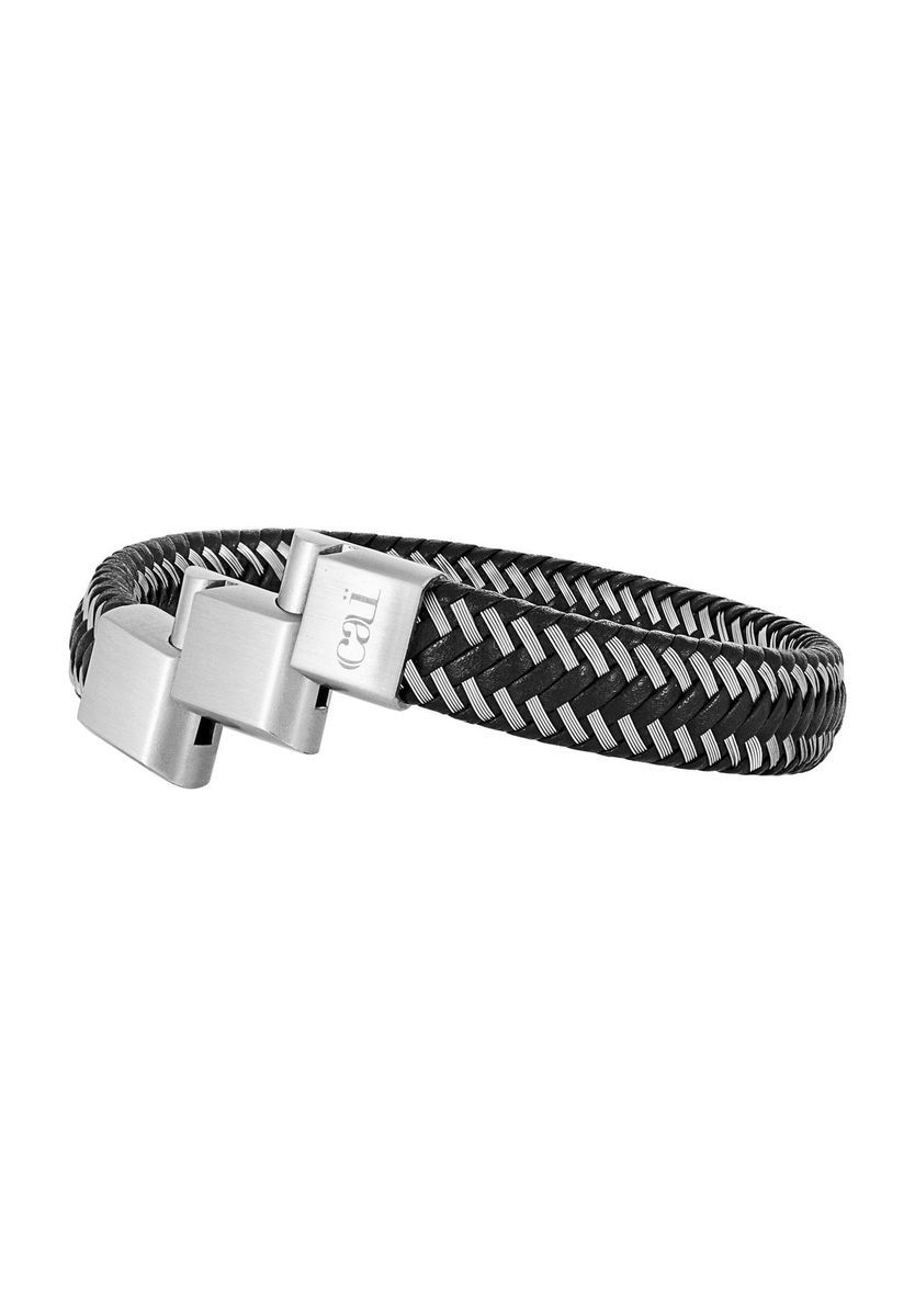 Herrenarmband aus geflochtenem Leder und Stahl