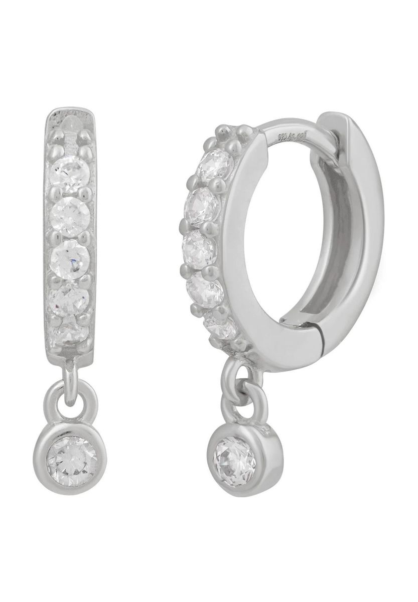 Silber Creolen mit Zirkonia-Anhänger