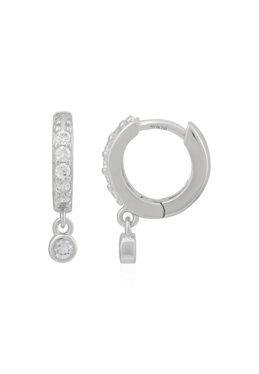 Silber Creolen mit Zirkonia-Anhänger