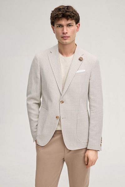 Jersey-Sakko Hoverest in Beige kariert