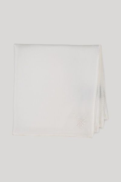 Bogner Weißes Seiden-Einstecktuch mit Kornblumenstickerei