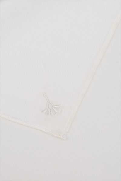 Bogner Weißes Seiden-Einstecktuch mit Kornblumenstickerei