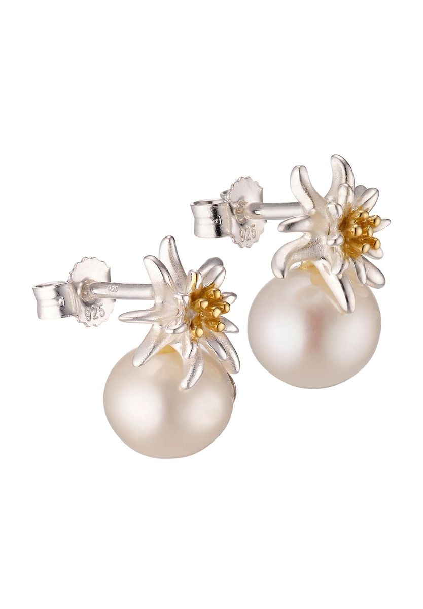 Perle Edelweiss Blume Ohrstecker