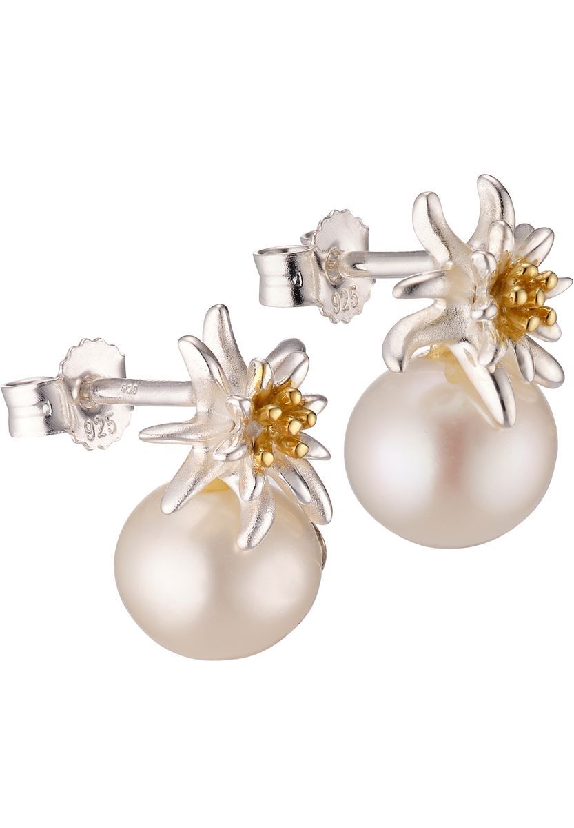 Perle Edelweiss Blume Ohrstecker