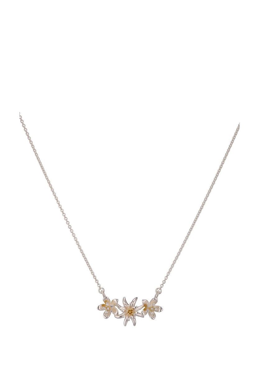 Halskette mit floralem Anhänger und Zirkonia