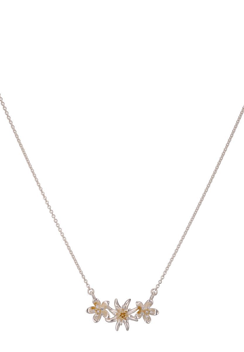Halskette mit floralem Anhänger und Zirkonia