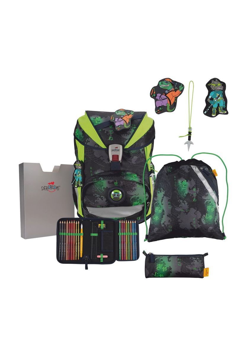 Grünes Ninja Schulrucksack Set