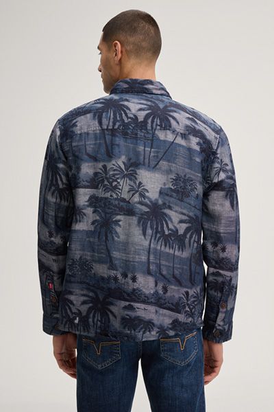 Joop Jeans Harvi Hemd Navy Palmenmuster Leinenmischung