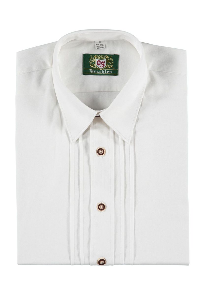 Traditionelles Trachtenhemd mit Biesen und Hornknöpfen