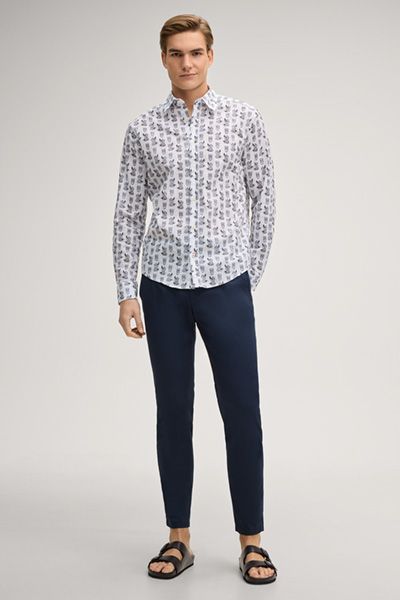 Hanson gemustertes weißes Herrenhemd aus Baumwolle mit Allover-Print