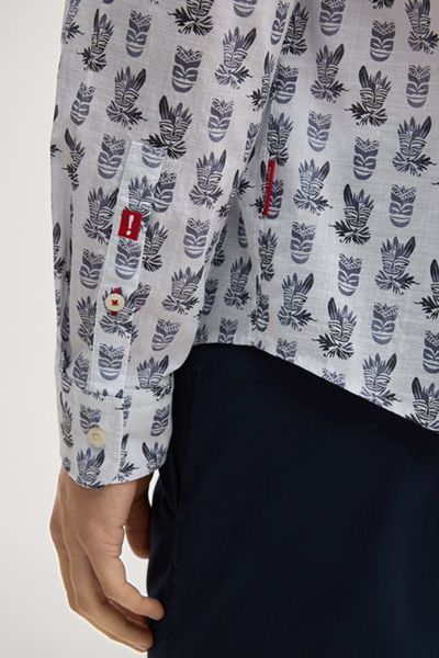 Hanson gemustertes weißes Herrenhemd aus Baumwolle mit Allover-Print