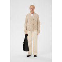 Strickjacke mit Strukturmuster und Schalkragen