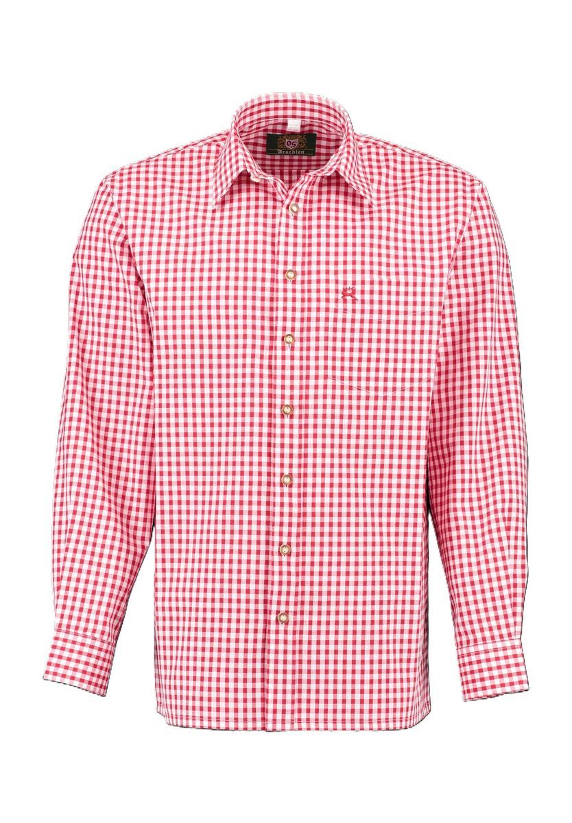 Herren Langarmhemd mit rotem Karomuster