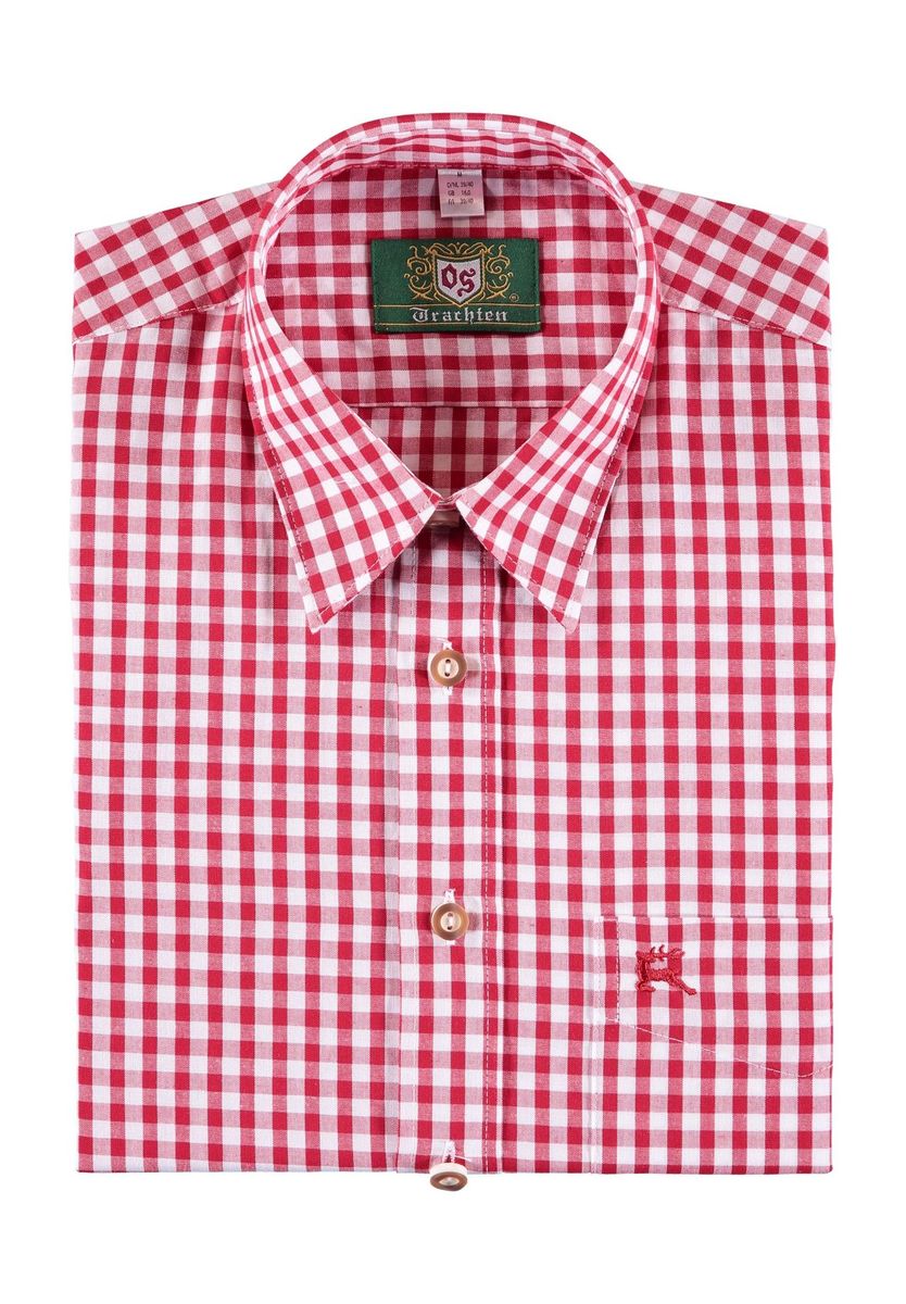 Herren Langarmhemd mit rotem Karomuster