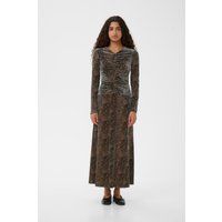 Feminines, gerafftes, langärmliges Maxikleid