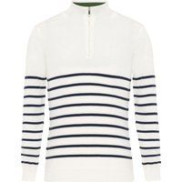 Gestreifter Pullover mit halbem Reißverschluss