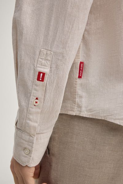 Joop! Hali Beige Leinen-Baumwollmischung Button-Down Langarmhemd