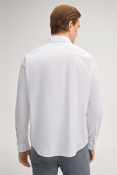 JOOP! Hali Weißes Langarm Leinenmischung Button-Down Hemd