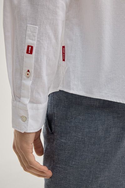 JOOP! Hali Weißes Langarm Leinenmischung Button-Down Hemd