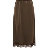 Satin Slipskirt mit Spitzensaum