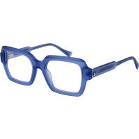 Blaue Acetat Rechteckige Vollrandbrille