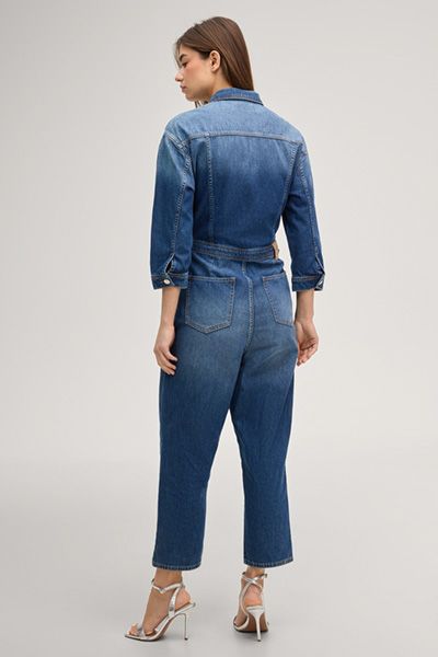 Denim-Overall mit Bundfalten