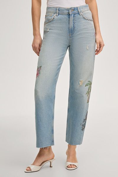 Joop! Michelle Hellblaue Denim Straight Leg Jeans mit Prints